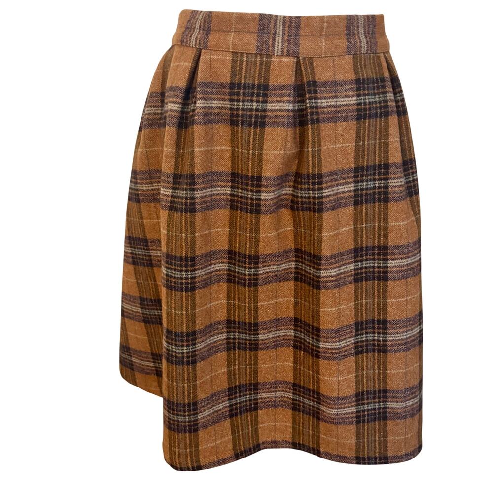 ModCloth Wool Blend Tartan Plaid Pleated Retro Skirt Rockabilly Academia Preppy